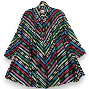 Vintage Maxan Kimono Jacket One Size Black Multicolor Ribbon Stripe Open 1940s